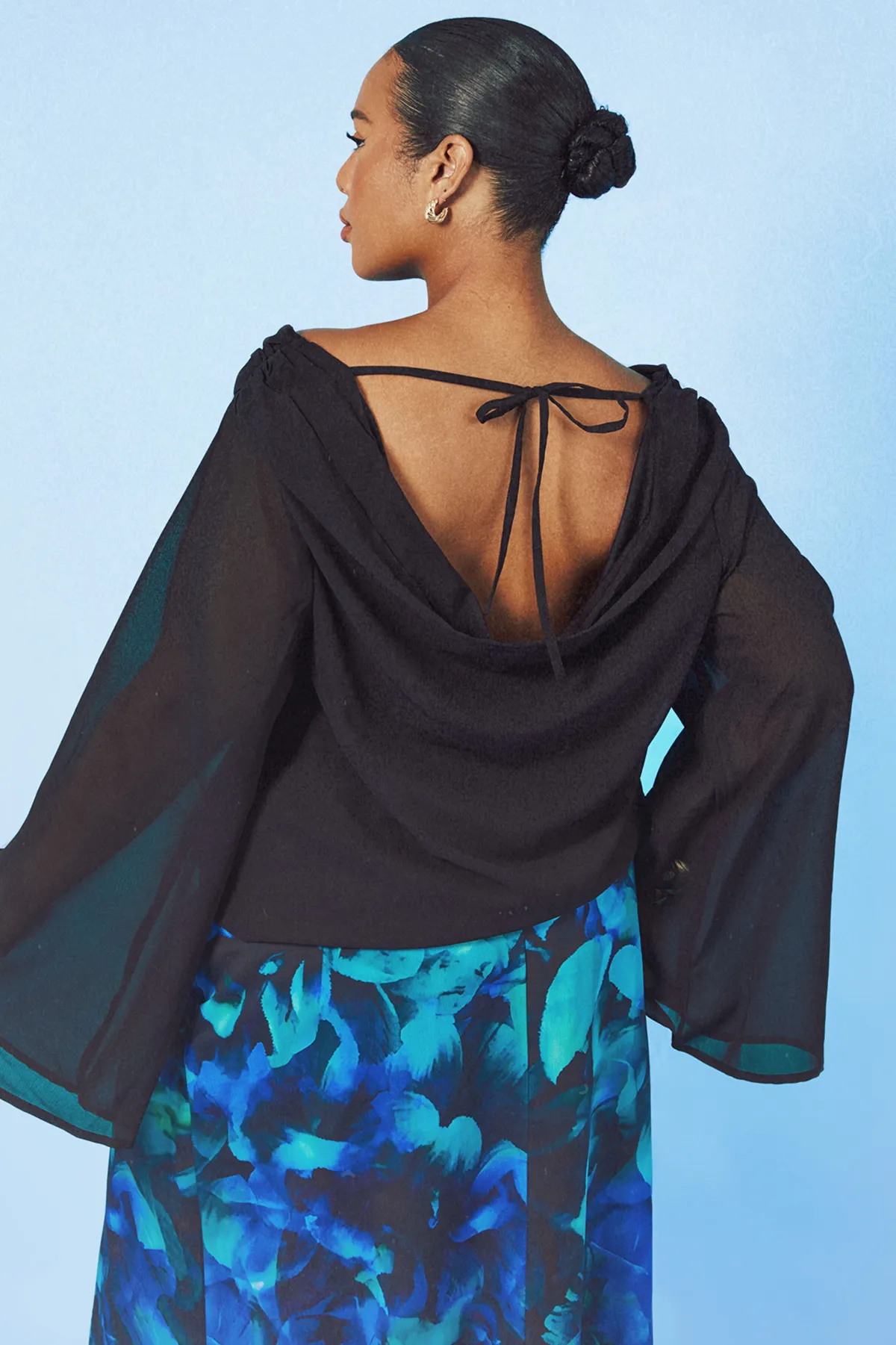 boohoo Haut Grande Taille Col Bénitier En Mousseline À Manches Longues<Femme Tops