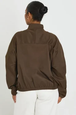 Haut Grande Taille Col Montant Twill Zippé