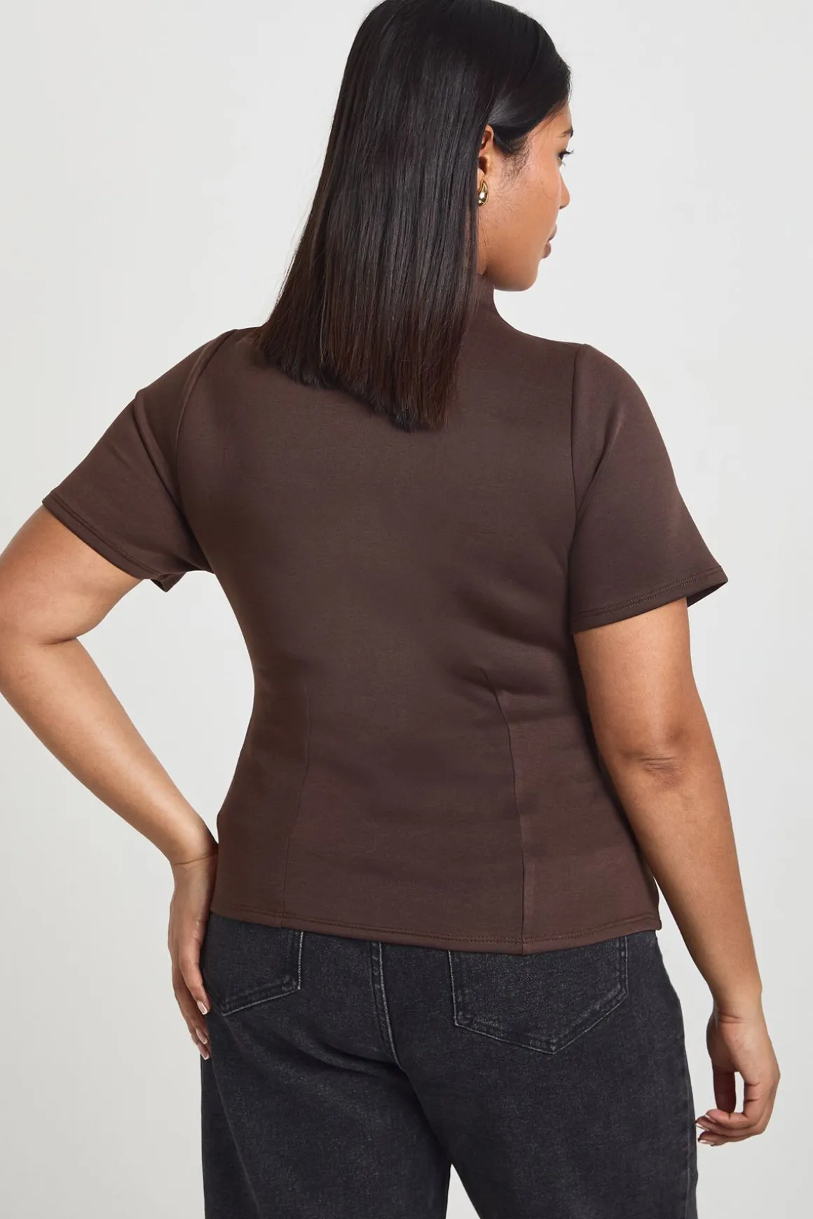 Haut Grande Taille Col Montant Taille Cintrée