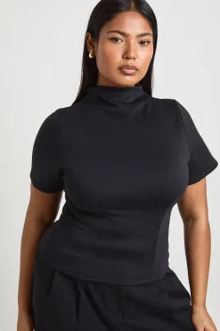 boohoo Haut Grande Taille Col Montant Taille Cintrée<Femme Tops