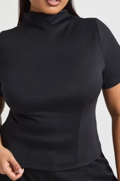boohoo Haut Grande Taille Col Montant Taille Cintrée<Femme Tops