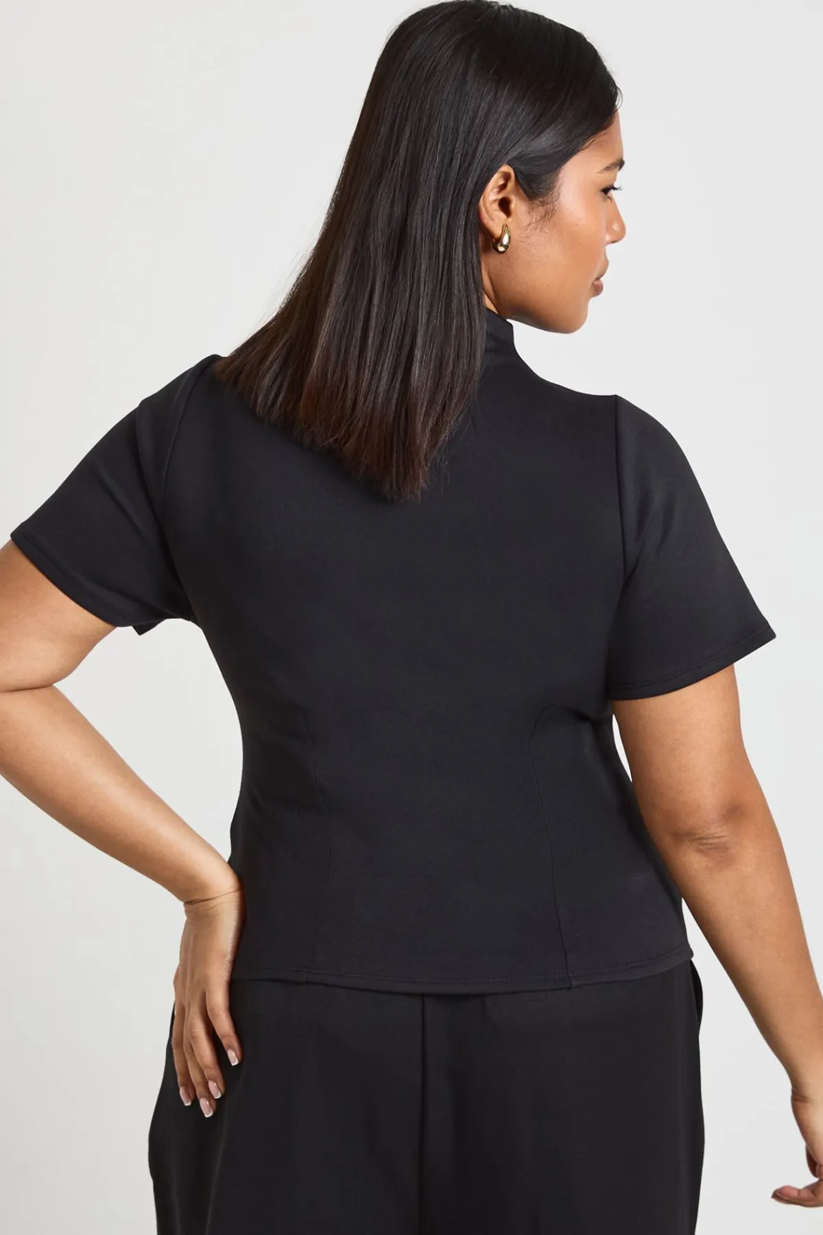 boohoo Haut Grande Taille Col Montant Taille Cintrée<Femme Tops