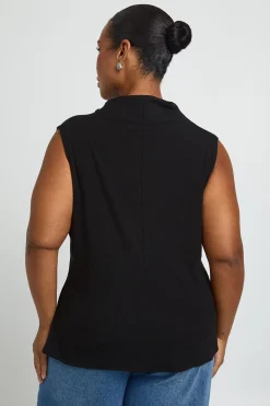boohoo Haut Grande Taille Col Montant Avec Détail Nœud Frontal<Femme Tops