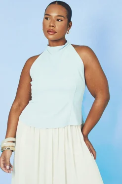 boohoo Haut Grande Taille Col Nageur Avec Taille Cintrée<Femme Tops