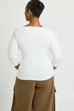 Haut Grande Taille Col V 3/4 Manches Longues
