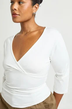 Haut Grande Taille Col V 3/4 Manches Longues