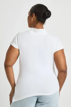 boohoo Haut Grande Taille Col V Ourlet Asymétrique<Femme Tons Neutres|Tops