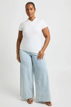 boohoo Haut Grande Taille Col V Ourlet Asymétrique<Femme Tons Neutres|Tops