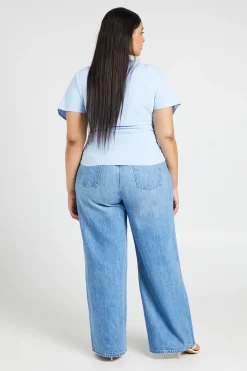 boohoo Haut Grande Taille À Décolleté Plongeant En V Et Manches Papillon<Femme Tops