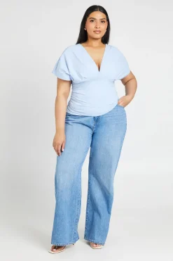 boohoo Haut Grande Taille À Décolleté Plongeant En V Et Manches Papillon<Femme Tops