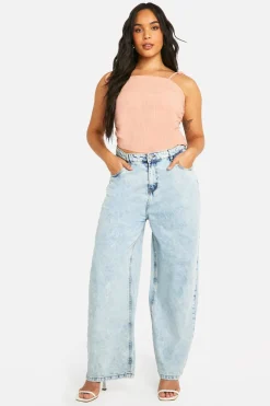 Haut grande taille effet lin, froncé avec noué à l’épaule
