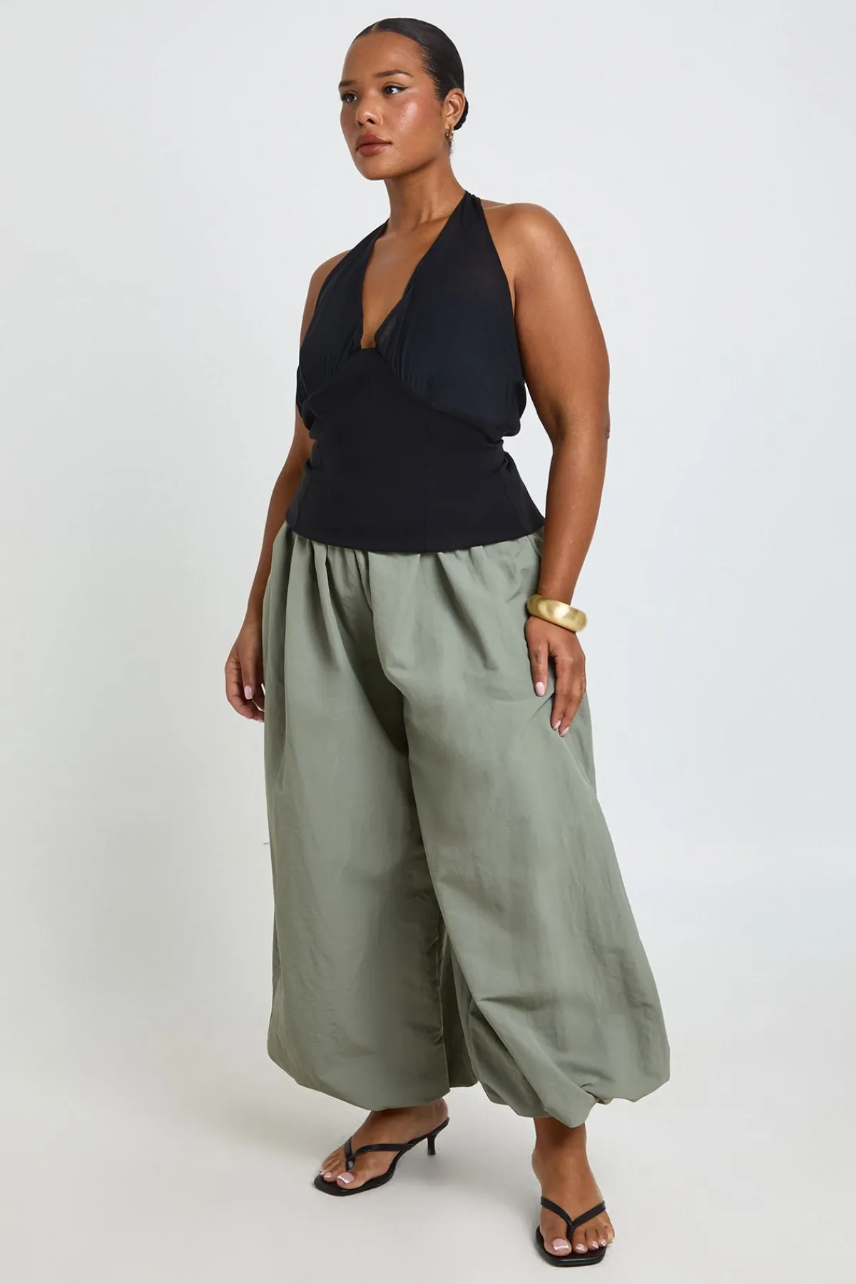 boohoo Haut Grande Taille En Bengaline À Encolure Licou Et Maille<Femme Tops