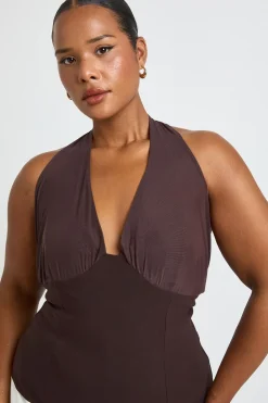 Haut Grande Taille En Bengaline À Encolure Américaine Et Empiècement Mesh