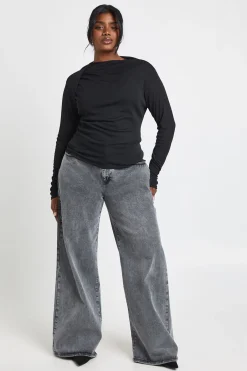 boohoo Haut Grande Taille à Encolure Bateau et Manches Longues<Femme Tops