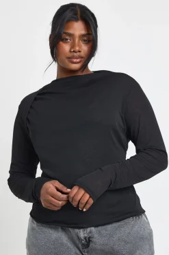 boohoo Haut Grande Taille à Encolure Bateau et Manches Longues<Femme Tops