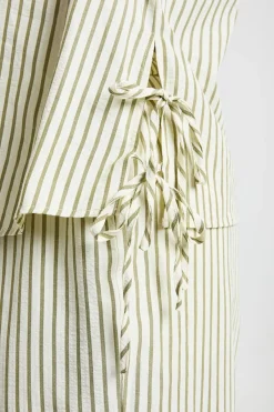 boohoo Haut Grande Taille À Encolure Carrée Et Rayures Avec Liens Latéraux<Femme Tops