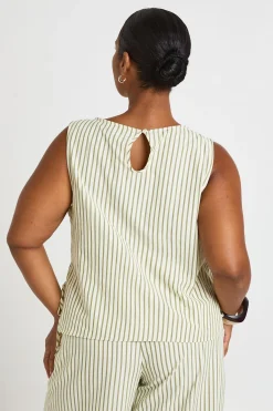 boohoo Haut Grande Taille À Encolure Carrée Et Rayures Avec Liens Latéraux<Femme Tops