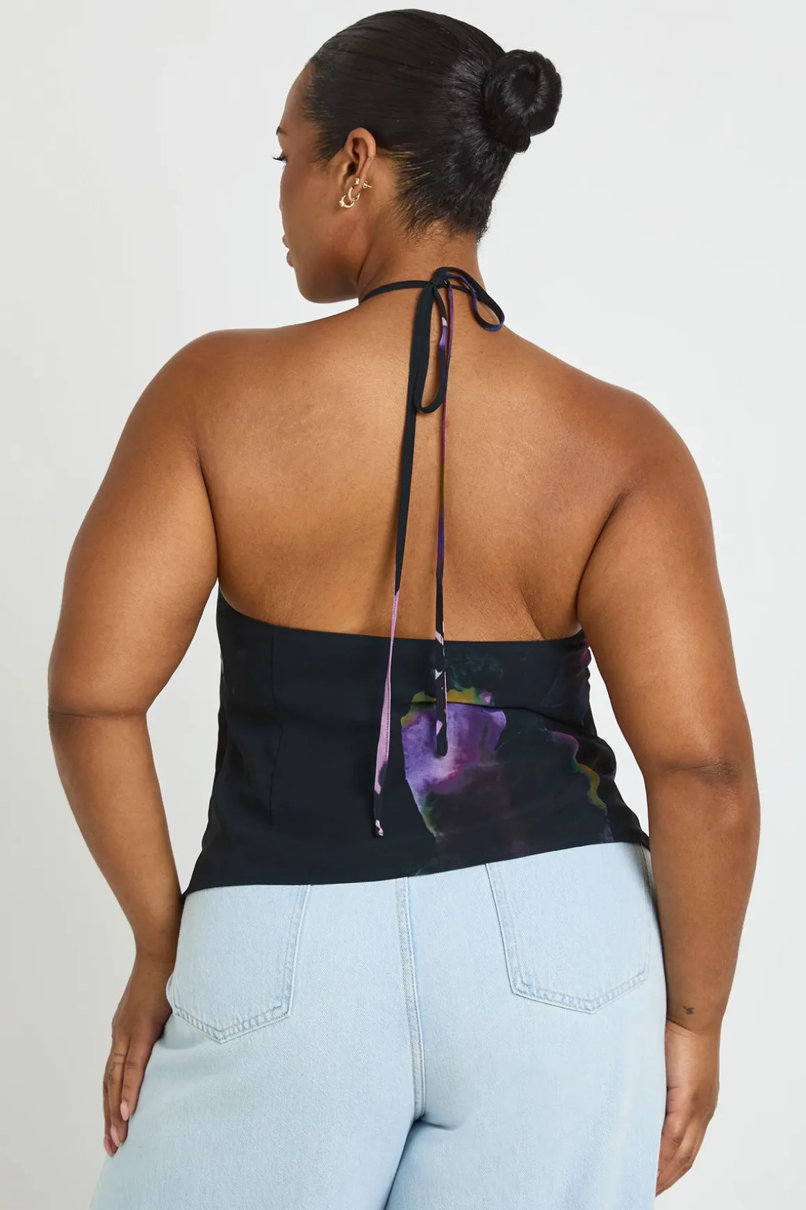 Haut Grande Taille À Encolure Drapée Imprimé