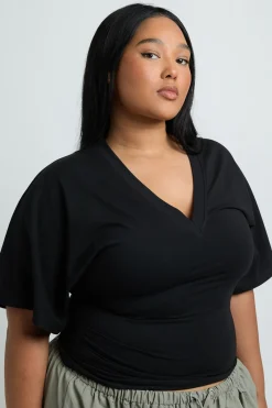 boohoo Haut Grande Taille À Encolure En V Et Taille Cintrée<Femme Tops