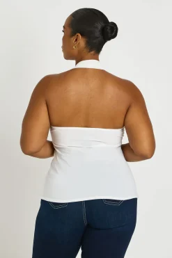 Haut Grande Taille À Encolure Licou Froncé Et Décolleté Carré