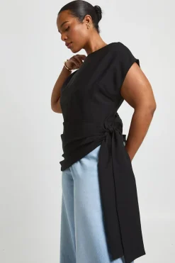 boohoo Haut Grande Taille Encolure Oblique Avec Drapé Noué Sur Le Côté<Femme Tops