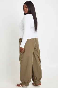 Haut Grande Taille À Encolure Ronde Boutonnée Et Manches Longues En Jersey Chiné Transparent