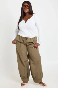 Haut Grande Taille À Encolure Ronde Boutonnée Et Manches Longues En Jersey Chiné Transparent
