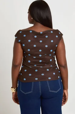 Haut Grande Taille En Mesh À Pois Avec Col Bénitier