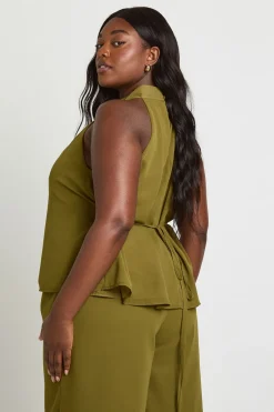 boohoo Haut Grande Taille En Mousseline Avec Ceinture Et Col Licou<Femme Tops