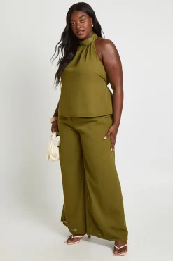 boohoo Haut Grande Taille En Mousseline Avec Ceinture Et Col Licou<Femme Tops