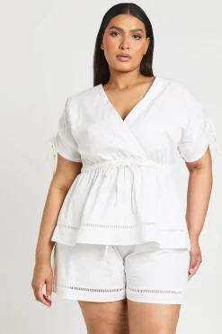 Haut Grande Taille En Popeline Avec Détails Ajourés Échelle
