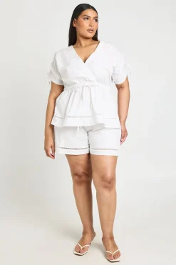 Haut Grande Taille En Popeline Avec Détails Ajourés Échelle