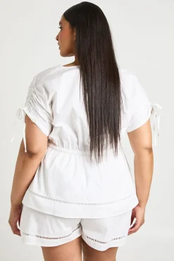 Haut Grande Taille En Popeline Avec Détails Ajourés Échelle
