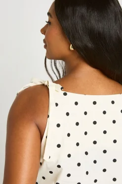 Haut Grande Taille En Popeline À Pois Avec Épaules À Nouer