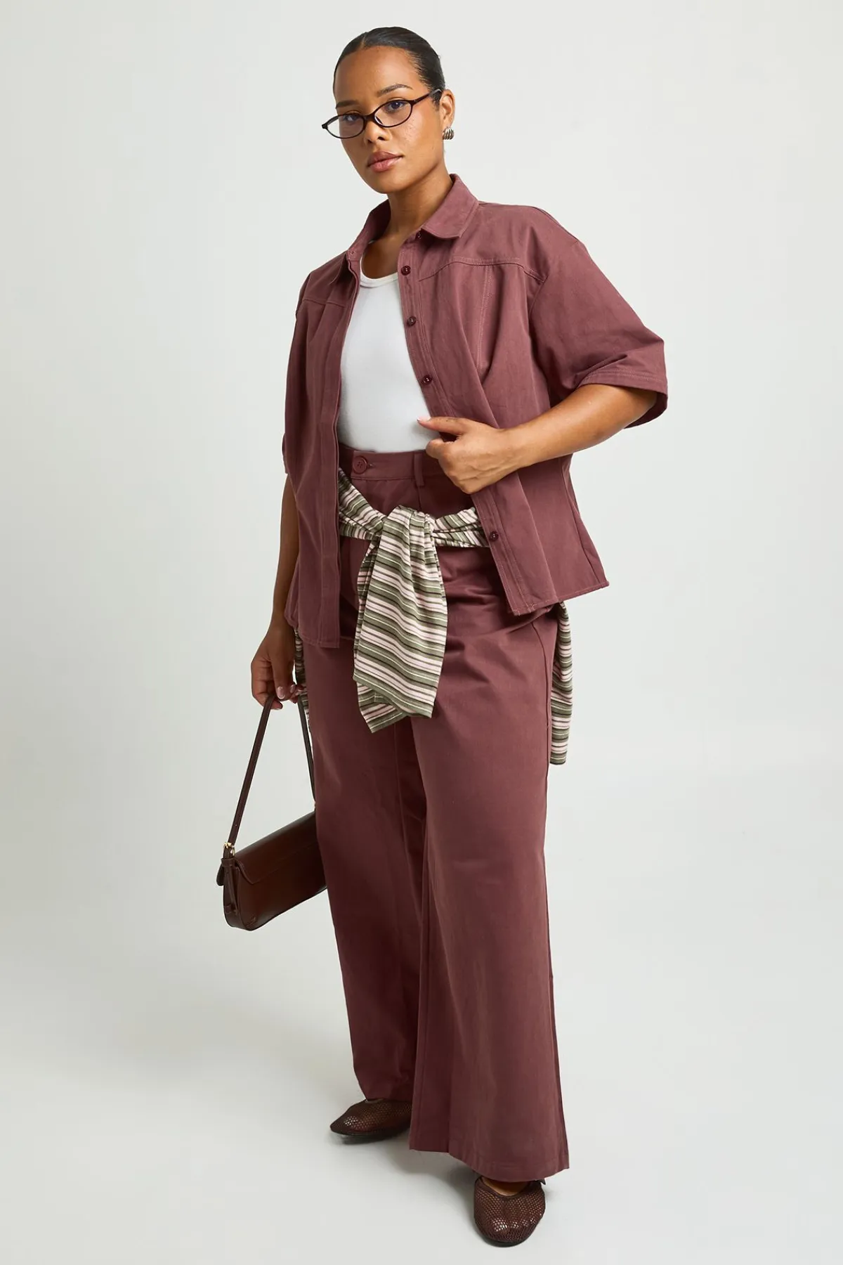 boohoo Haut Grande Taille En Sergé À Manches Courtes Avec Détail Froncé<Femme Tops