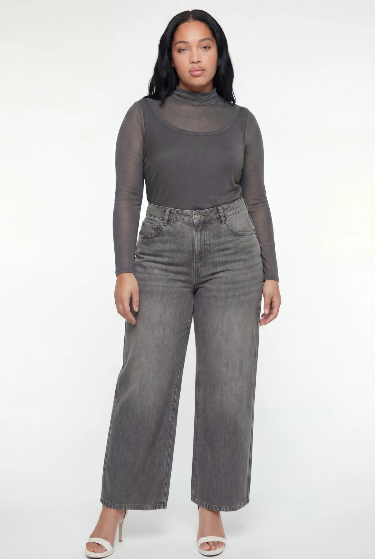 boohoo Haut Grande Taille 2-en-1 Superposé À Col Montant Et Manches Longues<Femme Tops