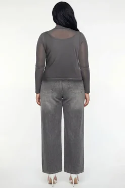 boohoo Haut Grande Taille 2-en-1 Superposé À Col Montant Et Manches Longues<Femme Tops