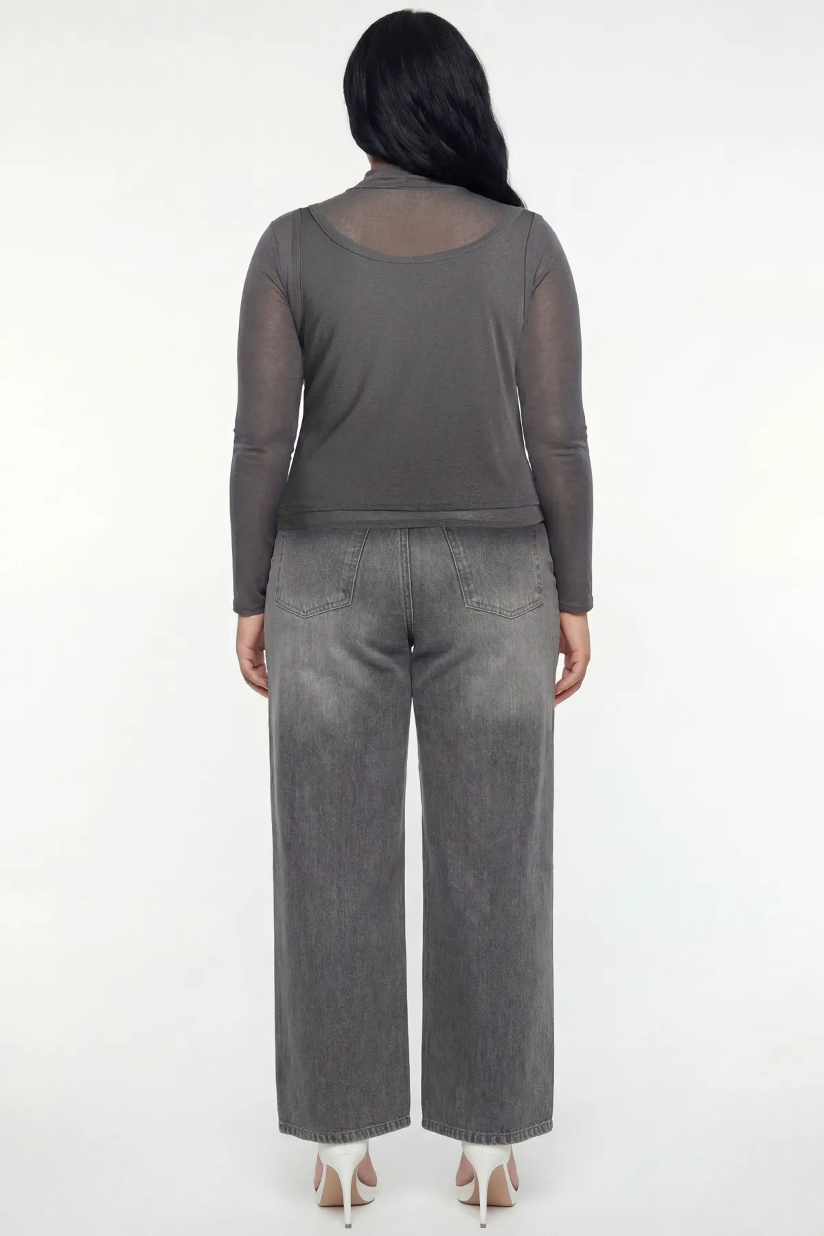 boohoo Haut Grande Taille 2-en-1 Superposé À Col Montant Et Manches Longues<Femme Tops