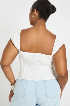 boohoo Haut Grande Taille À Laçage Devant Et Buste Froncé<Femme Satin Et Dentelle|Tops