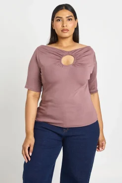 Haut Grande Taille À Manches 3/4 Avec Découpe Goutte D'eau