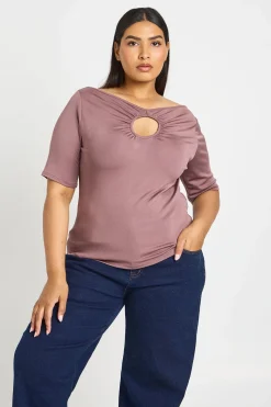 Haut Grande Taille À Manches 3/4 Avec Découpe Goutte D'eau