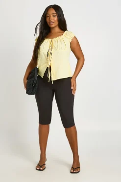 boohoo Haut Grande Taille À Manches Bouffantes Et Lien Noué Devant<Femme Tops