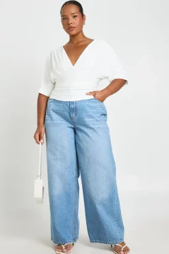 boohoo Haut Grande Taille À Manches Chauve-souris Et Fronces<Femme Tops