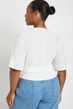 boohoo Haut Grande Taille À Manches Chauve-souris Et Fronces<Femme Tops