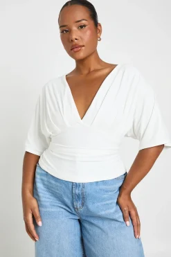 boohoo Haut Grande Taille À Manches Chauve-souris Et Fronces<Femme Tops