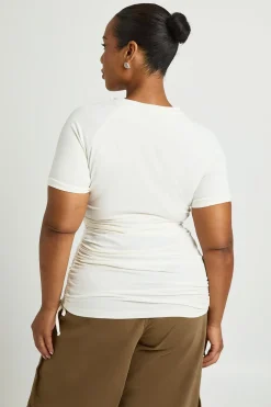 Haut Grande Taille À Manches Courtes Raglan Et Fronces Devant