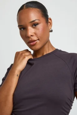 boohoo Haut Grande Taille À Manches Courtes Raglan Et Fronces Devant<Femme Tops