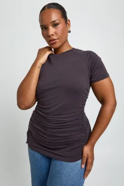 boohoo Haut Grande Taille À Manches Courtes Raglan Et Fronces Devant<Femme Tops