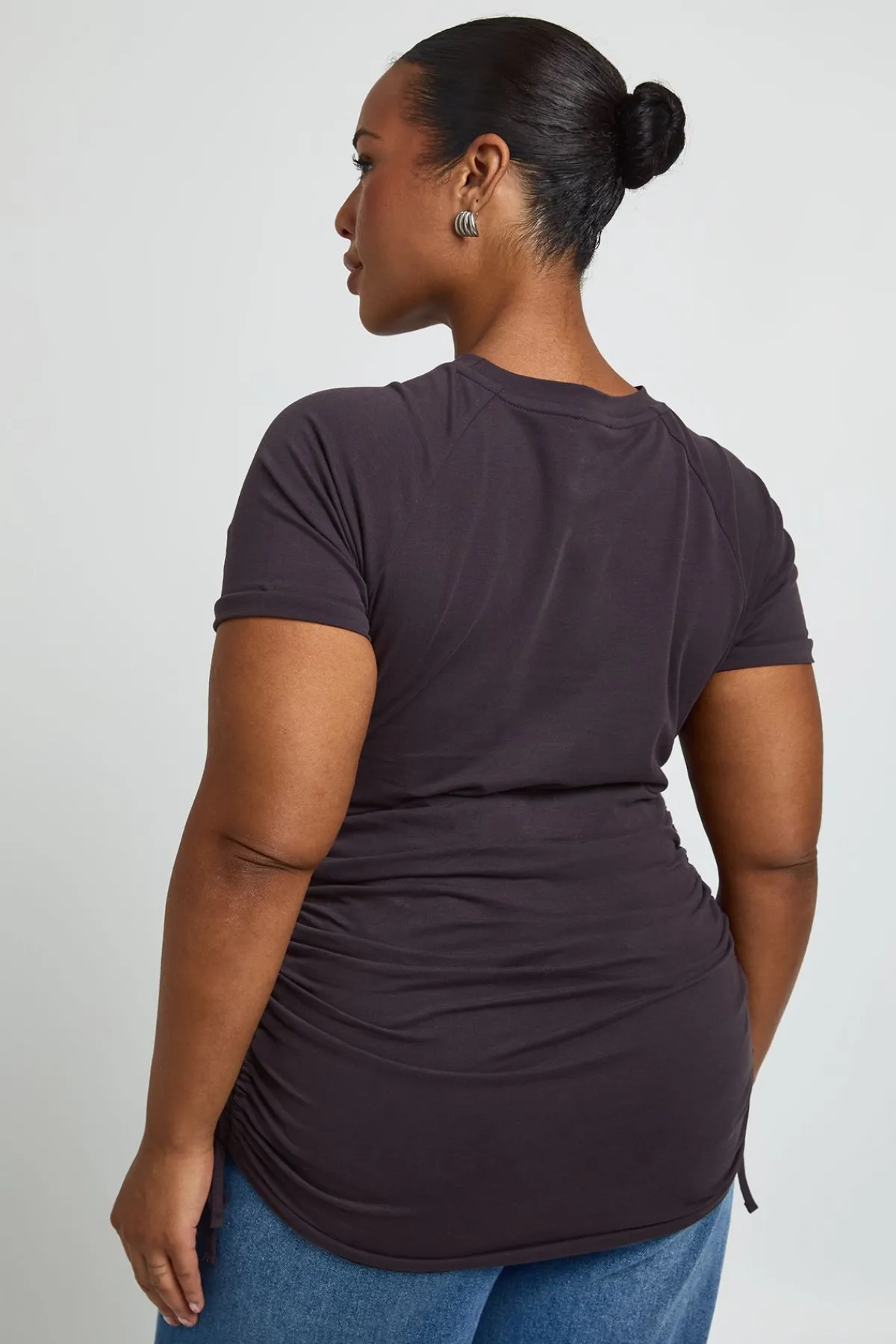 boohoo Haut Grande Taille À Manches Courtes Raglan Et Fronces Devant<Femme Tops