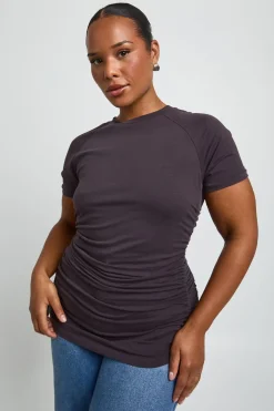 boohoo Haut Grande Taille À Manches Courtes Raglan Et Fronces Devant<Femme Tops